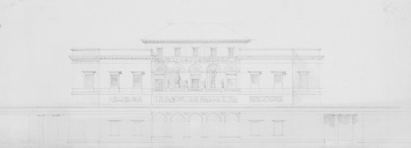 Design for the main facade of the casino, Antonio Asprucci architectural drawings for the Villa Borghese, ca. 1770-ca. 1793