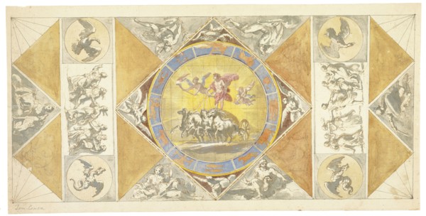 Unexecuted ceiling design for the Stanza del Sole, Antonio Asprucci architectural drawings for the Villa Borghese, ca. 1770
