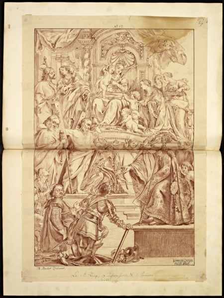 Catalogue raisonne et figure de ses tableaux, La Galerie Électorale de Düsseldorf, Pigage, Nicolas de, 1723-1796, Red crayon