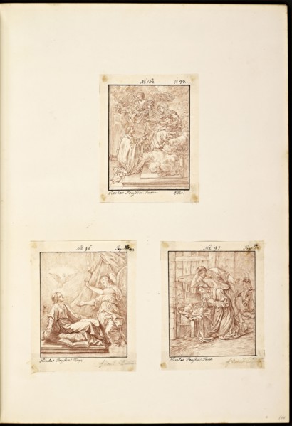 Catalogue raisonne et figure de ses tableaux, La Galerie Électorale de Düsseldorf, Pigage, Nicolas de, 1723-1796, Red crayon