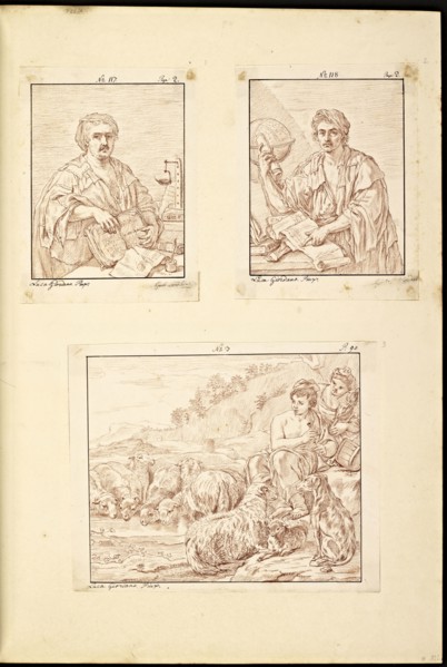 Catalogue raisonne et figure de ses tableaux, La Galerie Électorale de Düsseldorf, Pigage, Nicolas de, 1723-1796, Red crayon