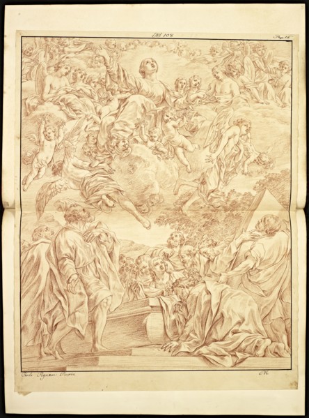 Catalogue raisonne et figure de ses tableaux, La Galerie Électorale de Düsseldorf, Pigage, Nicolas de, 1723-1796, Red crayon