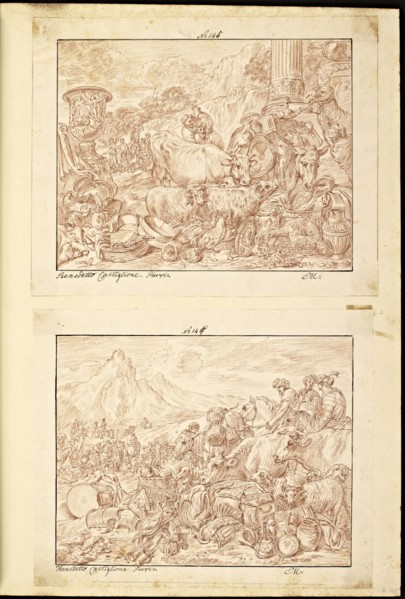 Catalogue raisonne et figure de ses tableaux, La Galerie Électorale de Düsseldorf, Pigage, Nicolas de, 1723-1796, Red crayon