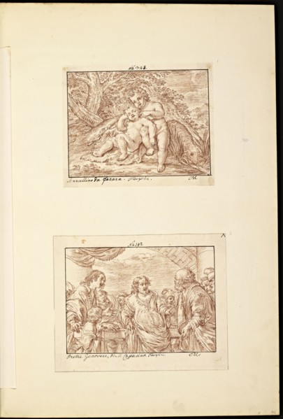 Catalogue raisonne et figure de ses tableaux, La Galerie Électorale de Düsseldorf, Pigage, Nicolas de, 1723-1796, Red crayon