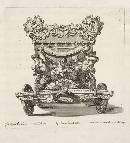 Front view of the Earl of Castlemaine's carriage adorned with two tritons, An account of His Excellence Roger Earl of
