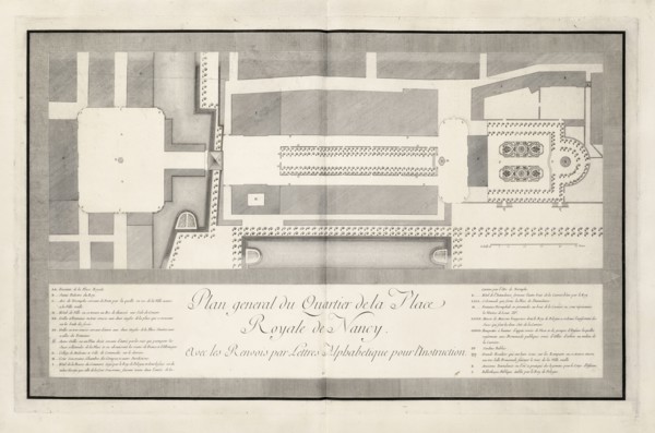 Plan general du quartier de la Place Royale de Nancy, Plans et élévations de la Place royale de Nancy and des autres édifices