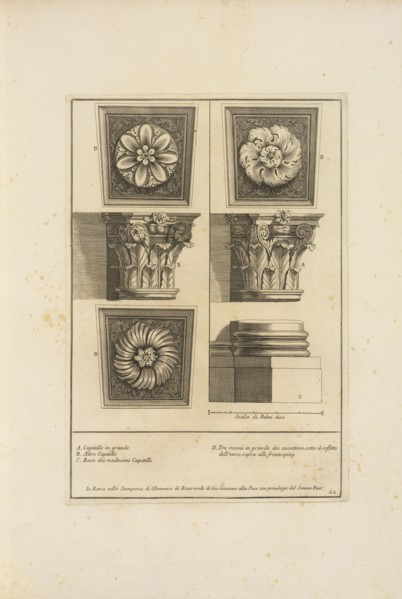 two capitals and one column base in the Chiesa di San Carlo alle Quattro Fontane, Stvdio d'architettvra civile sopra