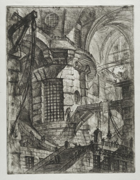 Invenzioni capric di carceri all'acqua forte, Piranesi, Giovanni Battista, 1720-1778, burnishing, scratching, black-and-white