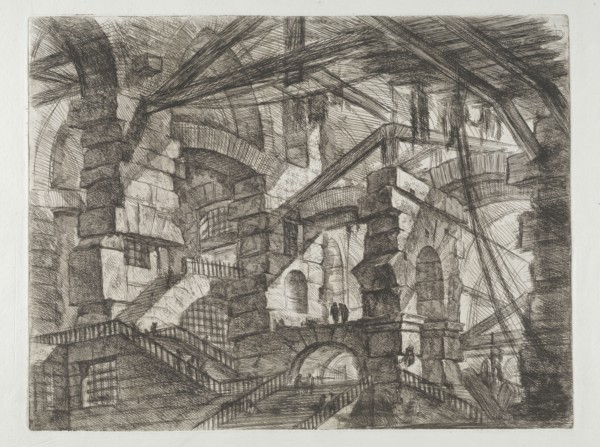 Invenzioni capric di carceri all'acqua forte, Piranesi, Giovanni Battista, 1720-1778, burnishing, scratching, black-and-white