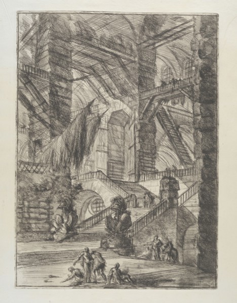 Invenzioni capric di carceri all'acqua forte, Piranesi, Giovanni Battista, 1720-1778, burnishing, scratching, black-and-white