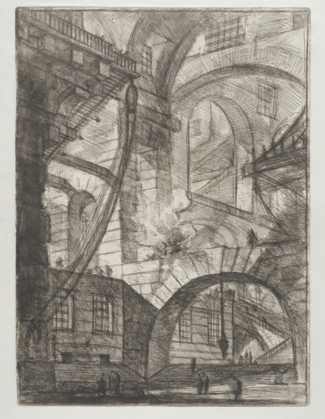 Invenzioni capric di carceri all'acqua forte, Piranesi, Giovanni Battista, 1720-1778, burnishing, scratching, black-and-white