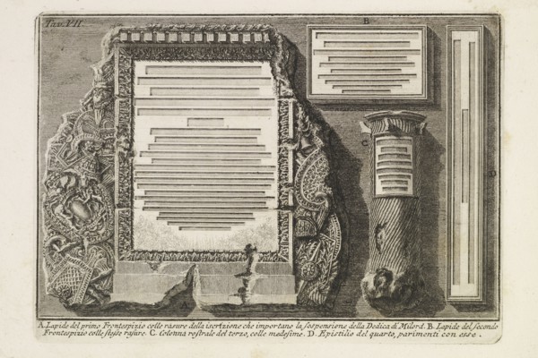 Lapide del primo frontespizio, Lettere di givstificazione, Piranesi, Giovanni Battista, 1720-1778, Etching, 1757