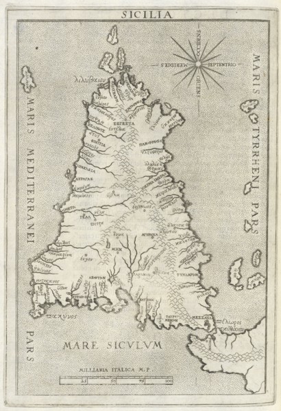 Map of Sicily, Sicilia et magna Graecia, siue, Historiae vrbium et populorum Graeciae ex antiquis nomismatibus liber primus