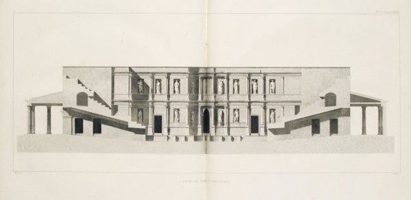 Coupe du Théâtre D'Herculanum, Les ruines de Pompéi, Mazois, François, 1783-1826, Engraving, 1824-1838
