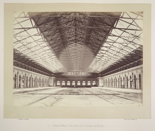 Tudela a Bilboa - Vista interior de la Estation de Bilbao, Photographs of Spanish railroad stations, Laurent y Minier, Jean