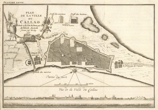 Plan de la ville du Callao, Relation du voyage de la mer du Sud aux cotes du Chili, du Perou, et du Bresil