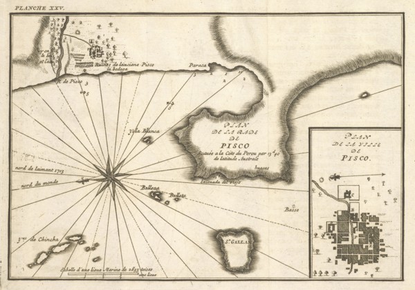 Plan de la ville de Pisco, Plan de la rade de Pisco, Plan de la ville de Pisco, Relation du voyage de la mer du Sud