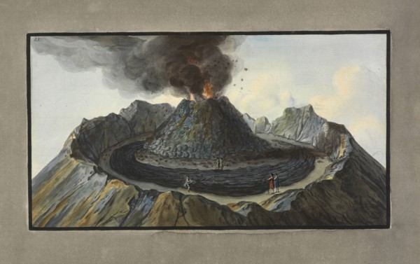 Interior view of the crater of Mount Vesuvius, as it was before the eruption of 1767, Campi Phlegræi.