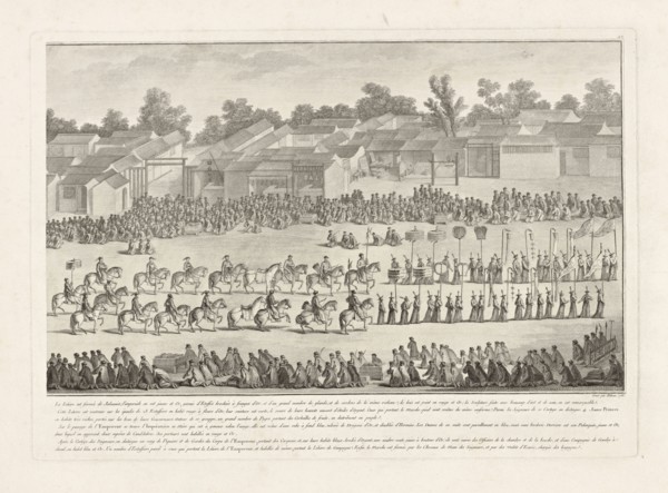 La litiere est fermée de jalousies, Conquêtes de l'empereur de la Chine, China, Helman, Isidore-Stanislas, 1743-1809, engraving