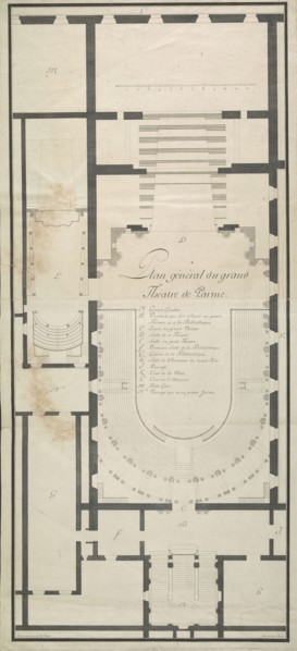 Plan général du grand théatre de Parme, Italian theater prints, Feneulle, Luigi Augusto, Patrini, Giuseppe, ca. 1782