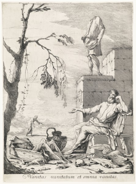 Vanitas vanitatum et omnia vanitas, Ehinger, Gabriel, Etching, engraving, black-and-white, ca. 1680