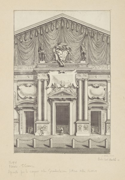 Decoration of the facade of San Lorenzo, Florence, Collection of festival prints, 1530-1887, Bartoli, Pietro Santi, 1635-1700