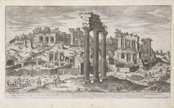 Parte del monis palatino verso il foro romano, I vestigi dell' antichità di Roma, Du Pérac, Etienne, d. 1604, Engraving, 1575