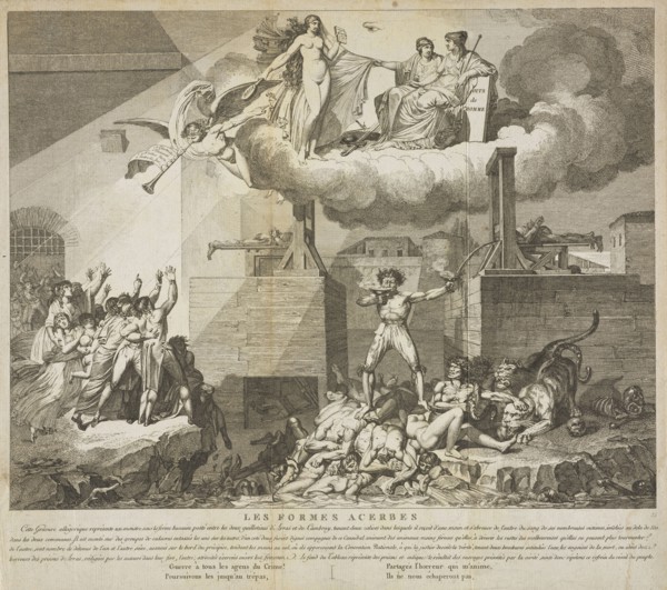 Les formes acerbes, Prints of the French Revolution, Etching, black-and-white, 1795