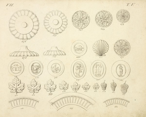 Shell and floral ornaments, Abbildungen von geprägten Ornamenten: Heft I-XII, Bruckmann, Peter, Engraving, between 1815 and 1820