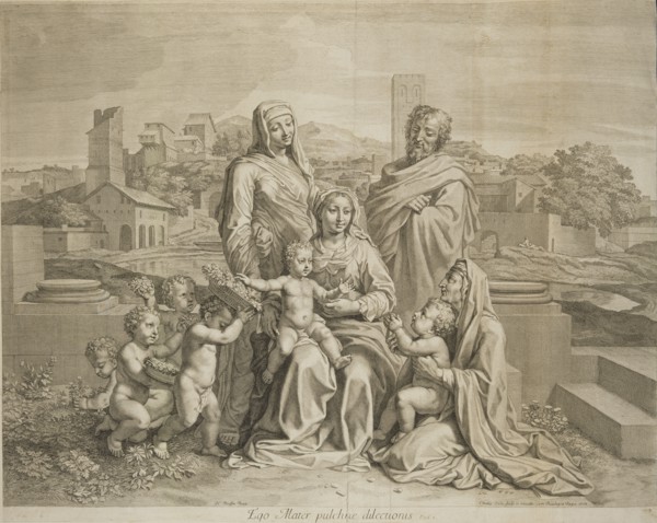 Holy Family with ten figures, print after paintings by Nicolas Poussin, Poussin, Nicolas, 1594?-1665, Stella