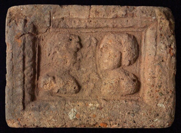 Hearthstone, Luiks, from Luik, Liege Belgium, with wide frame, with male and female head, fireplace stone fireplace component