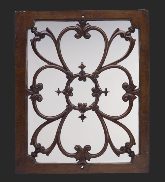 Wooden skylight with carved stylized flower, complete with glass, cutting window surface light wood carving sculpture sculpture