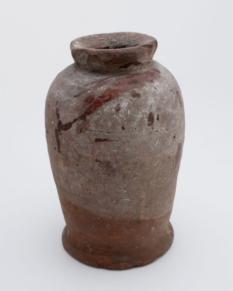 Pottery pot on stand, baluster shape, used in the sugar industry, sugar pot pot holder soil find ceramic earthenware glaze lead
