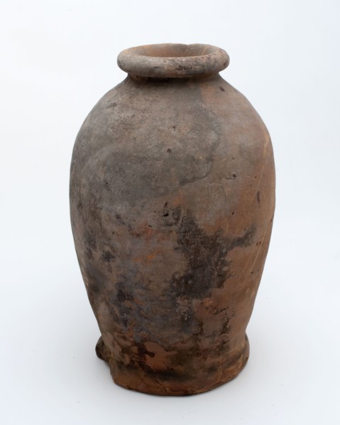 Pottery pot on stand, baluster shape, used in the sugar industry, sugar bowl pot holder soil find ceramic earthenware glaze lead