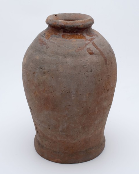 Pottery pot on stand, baluster shape, used in the sugar industry, sugar bowl pot holder soil find ceramic earthenware glaze lead