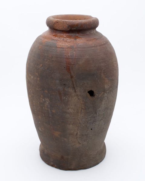 Pottery pot on stand, baluster shape, used in the sugar industry, sugar pot pot holder soil find ceramic earthenware glaze lead