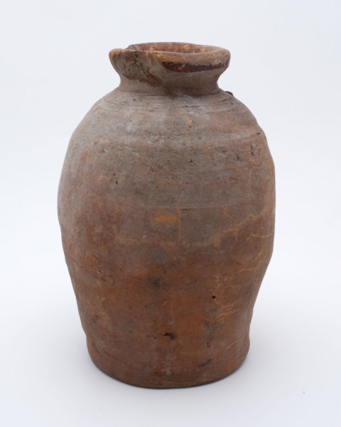 Pottery pot on stand, baluster shape with short neck, used in sugar production, sugar pot pot holder soil find ceramic