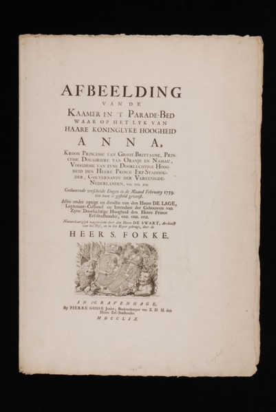 Gosse junior, Pierre (publisher), Picture of the room and the parade bed on which the corpse of H.K.H. Anna, text