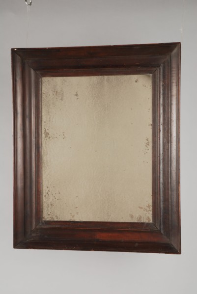 Rectangular mirror, interior mirror wood pine wood cherry wood glass 62,5, Upright format In dark colored wooden profile frame