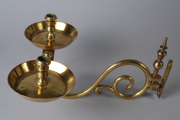 Yellow copper wall arm with double candleholder, cantilever candle holder lamp lighting medium brass metal, casted brass Copper