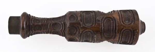 Baluster-shaped handle of knife, with wavy linear decoration, knife cutlery soil finds timber w 9.3, archeology