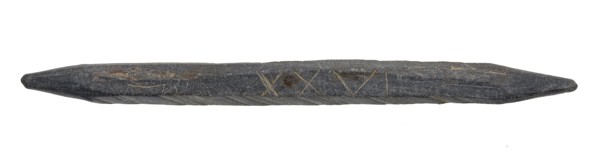Writing pen, writing pen soil find slate stone slate, Irregular hexagonal slate slate with pointed tips with Roman numeral