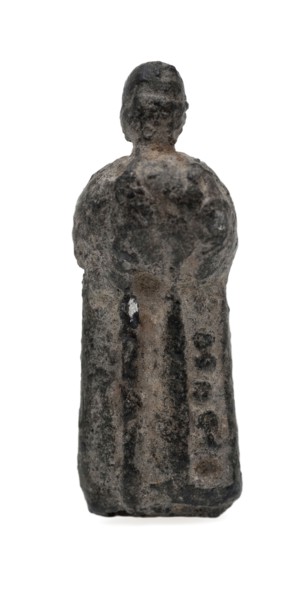 Part of tin leather batter or small image, batter figurine soil find tin metal, cast Pewter leather batter or small image