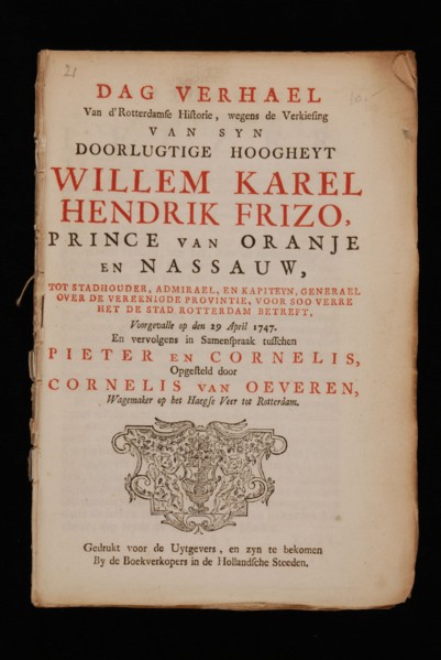 oud druk book information form paper, printed Day story of the 'Rotterdam history due to the choice of synonymous highness