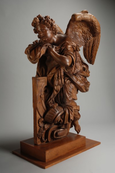 Frans van Ursel, Wooden church statue: angel, sculpture sculptures oak wood, V. Ussel fecit (Van Ussel made this) church
