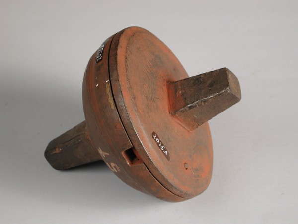 Two-piece bronze mold for lid of jug, cast molding tool tools base metal bronze, cast turned Two-piece bronze mold