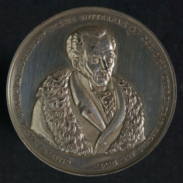 's Rijks Munt, Medal on the death of Gijsbert Karel van Hogendorp (1762-1834), penning footage silver, slightly used