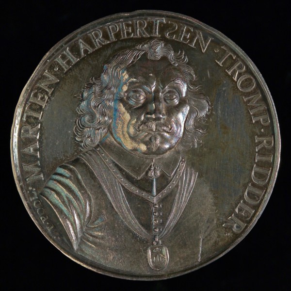 design: Jurriaen Pool, Medal on the death of Maarten Harpertszoon Tromp, death certificate penny footage silver, bust M.H. Tromp