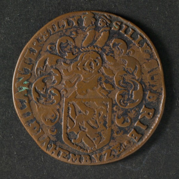 Medal on Hembyze, jeton utility medal medal exchange buyer, Belgian Virgin with lion and coat of arms of Flanders