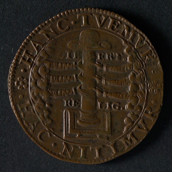 Medal on the elevation of Prince Maurice to governor of Gelderland and Overijsel, jeton utility medal medal exchange copper, six